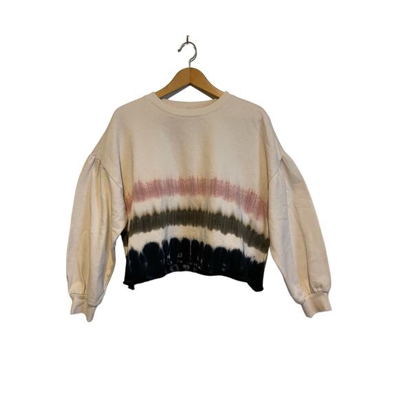 Z Supply Tempest  striped tie dye sweatshirt top cropped oversized. Size Med. - Picture 1 of 7